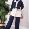 Zip-up Hooded French Terry Two-Piece Set Navy Blue – Image 3