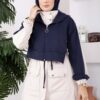 Zip-up Hooded French Terry Two-Piece Set Navy Blue – Image 2