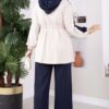 Zip-up Hooded French Terry Two-Piece Set Navy Blue – Image 5
