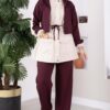 Zip-up Hooded French Terry Two-Piece Set Plum – Image 3