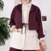 Zip-up Hooded French Terry Two-Piece Set Plum – Image 2