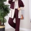Zip-up Hooded French Terry Two-Piece Set Plum – Image 4