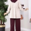 Zip-up Hooded French Terry Two-Piece Set Plum – Image 5