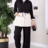 Zip-up Hooded French Terry Two-Piece Set Black