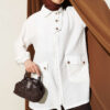 Zip-up Shirt Collar Coat White