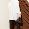 Zip-up Shirt Collar Coat White – Bild 3