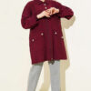 Zip-up Shirt Collar Coat Burgundy - Afbeelding 2