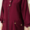 Zip-up Shirt Collar Coat Burgundy - Afbeelding 4