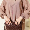 Zip-up Shirt Collar Coat Latte – Bild 4