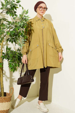 Alternative view of Zip-up Shirt Collar Coat Oil Green