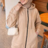 Zip-up Hoodie with Kangaroo Pocket Beige