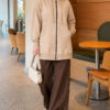 Zip-up Hoodie with Kangaroo Pocket Beige - Imagen 2