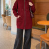 Zip-up Hoodie with Kangaroo Pocket Burgundy - Imagen 2