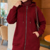 Zip-up Hoodie with Kangaroo Pocket Burgundy - Imagen 3