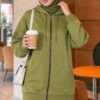 Zip-up Hoodie with Kangaroo Pocket Hazel