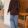 Zip-up Hoodie with Kangaroo Pocket Brown - Afbeelding 4