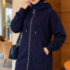 Zip-up Hoodie with Kangaroo Pocket Navy Blue