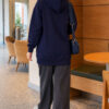 Zip-up Hoodie with Kangaroo Pocket Navy Blue – Bild 4
