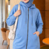 Zip-up Hoodie with Kangaroo Pocket Blue