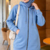 Zip-up Hoodie with Kangaroo Pocket Blue - Imagen 3