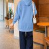 Zip-up Hoodie with Kangaroo Pocket Blue - Imagen 4