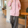Zip-up Hoodie with Kangaroo Pocket Pink – Image 2