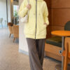 Zip-up Hoodie with Kangaroo Pocket Yellow – Image 2