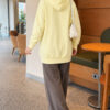 Zip-up Hoodie with Kangaroo Pocket Yellow – Image 4