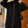Zip-up Hoodie with Kangaroo Pocket Black