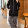 Zip-up Hoodie with Kangaroo Pocket Black - immagine 2