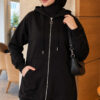 Zip-up Hoodie with Kangaroo Pocket Black - immagine 3