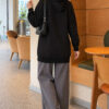 Zip-up Hoodie with Kangaroo Pocket Black - immagine 4