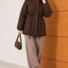 Fur-Trimmed Jacket with Elasticized Cuffs Dark Brown – Bild 2