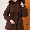 Fur-Trimmed Jacket with Elasticized Cuffs Dark Brown – Bild 3