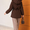 Fur-Trimmed Jacket with Elasticized Cuffs Dark Brown – Bild 4