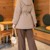 Fur-Trimmed Jacket with Elasticized Cuffs Beige – Image 4