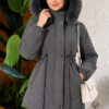Fur-Trimmed Jacket with Elasticized Cuffs Smoke