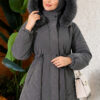 Fur-Trimmed Jacket with Elasticized Cuffs Smoke – Bild 3