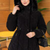 Fur-Trimmed Jacket with Elasticized Cuffs Black
