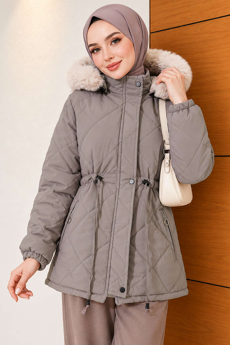 Fur-Trimmed Jacket with Elasticized Cuffs Mink – Bild 3