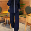 Zip-up Modal Loyşa Two-Piece Set Navy Blue