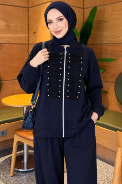 Alternative view of Zip-up Modal Loyşa Two-Piece Set Navy Blue