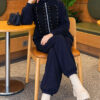 Zip-up Modal Loyşa Two-Piece Set Navy Blue - Image 3