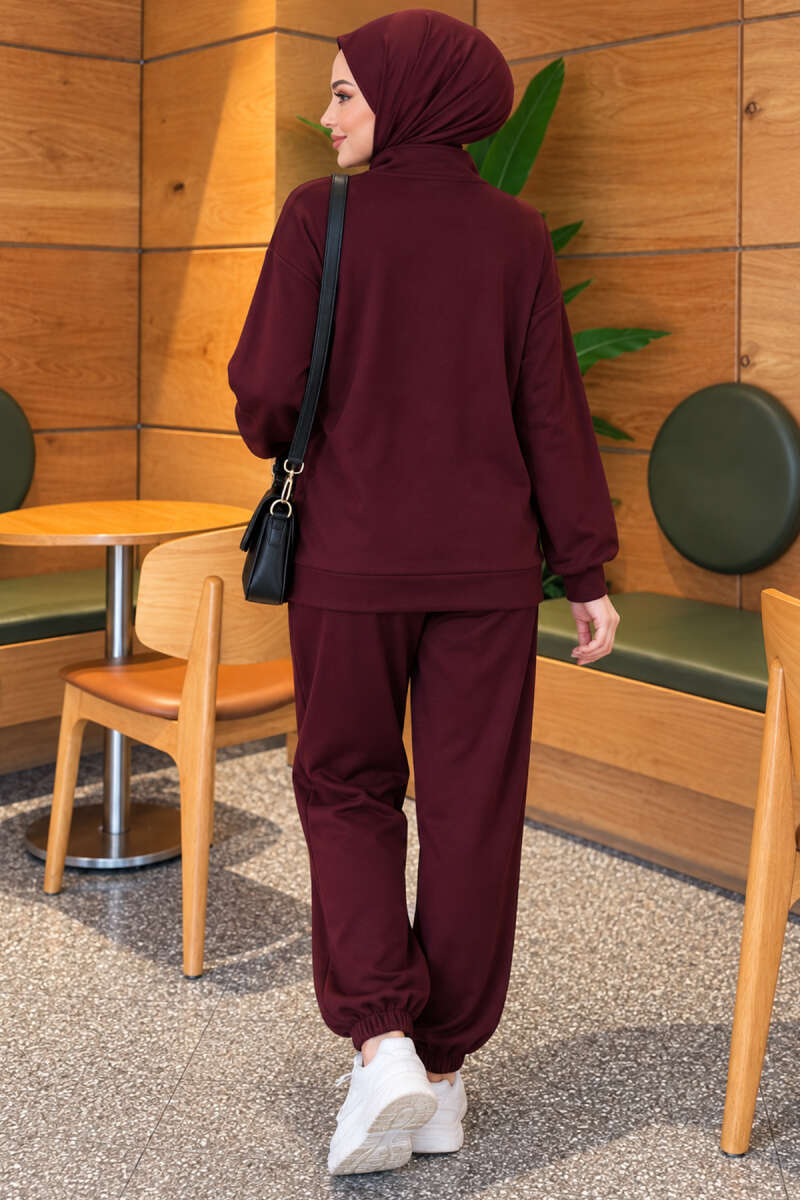 Zip-up Modal Loyşa Two-Piece Set Plum - Image 4