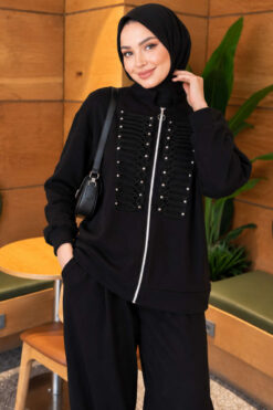 Alternative view of Zip-up Modal Loyşa Two-Piece Set Black