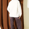 ⁦Zip-up NYC Embroidered French Terry Sweatshirt Ecru⁩ - الصورة ⁦3⁩