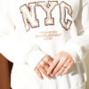 ⁦Zip-up NYC Embroidered French Terry Sweatshirt Ecru⁩ - الصورة ⁦4⁩