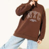 Zip-up NYC Embroidered French Terry Sweatshirt Brown