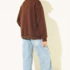 ⁦Zip-up NYC Embroidered French Terry Sweatshirt Brown⁩ - الصورة ⁦3⁩