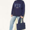 Zip-up NYC Embroidered French Terry Sweatshirt Navy Blue - الصورة 2